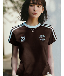 THE GREEN LAB（ザグリーンラボ）の「サッカーフットボール配色半袖Tシャツ[ブラウン]（Tシャツ/カットソー）」