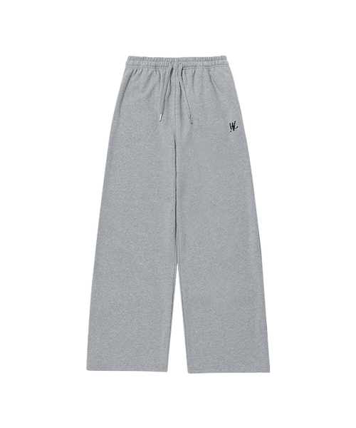 WOOALONG(ウアロン)の「(起毛)Signature relax wide pants - GREY(スウェットパンツ・レディース・ライトグレー・LARGE/MEDIUM/SMALL)」の1枚目の写真