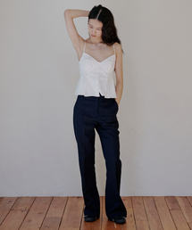 NUAKLE（ヌアクル）の「リネンフレアスラックス_ネイビー（スラックス）」