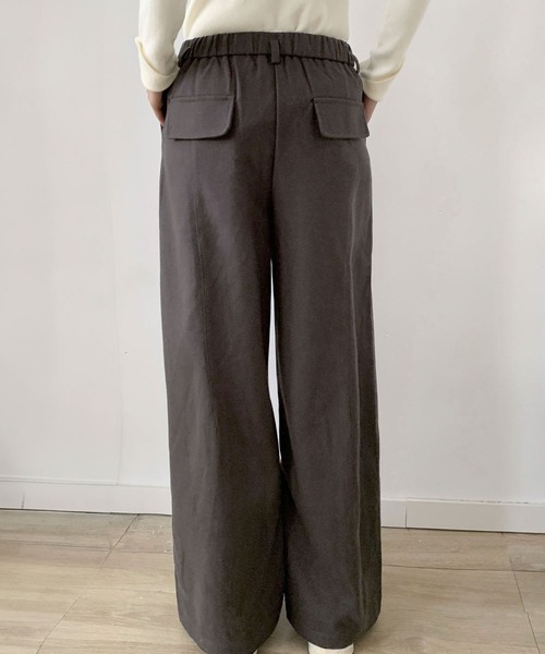 LOWO(ロワ)の「ワイドカーブパンツ センタープレス(スラックス・レディース・カーキ/ブラック/グレー・L/M/S)」の10枚目の写真