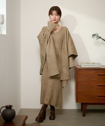 drape poncho knit set up /ドレープポンチョニットセットアップ