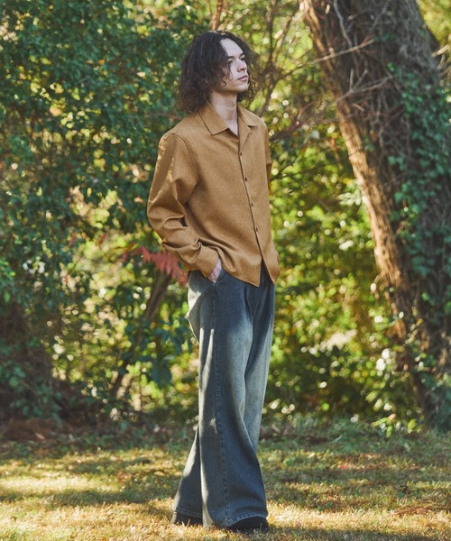 CASPER JOHN（キャスパージョン）の「Imitation butcher linen shirts/イミテーションブッチャーリネンシャツ（シャツ/ブラウス・メンズ・マスタード/ネイビー/ベージュ/チャコールグレー・SMALL/X-SMALL/LARGE/MEDIUM）」の13枚目の写真