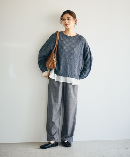 studio CLIP（スタディオクリップ）の「ツイードライクストレートパンツ[プチ・プラスサイズあり]（その他パンツ・レディース・ブラウン/グレー/アイボリー/ブラック・X-LARGE/SMALL/MEDIUM/XX-LARGE/XXX-LARGE/LARGE/PF）」の12枚目の写真