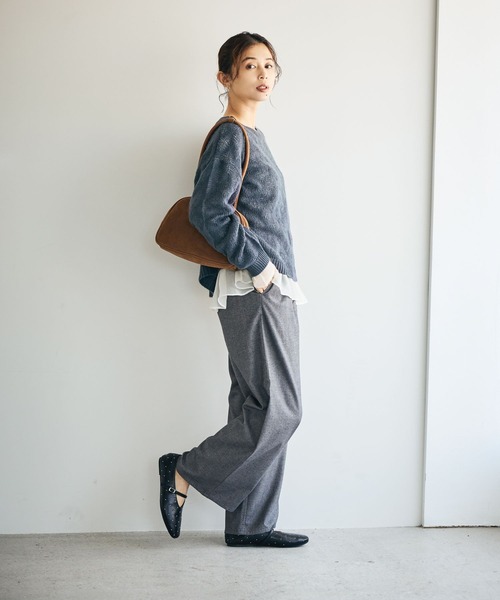 studio CLIP（スタディオクリップ）の「ツイードライクストレートパンツ[プチ・プラスサイズあり]（その他パンツ・レディース・ブラウン/グレー/アイボリー/ブラック・X-LARGE/SMALL/MEDIUM/XX-LARGE/XXX-LARGE/LARGE/PF）」の13枚目の写真