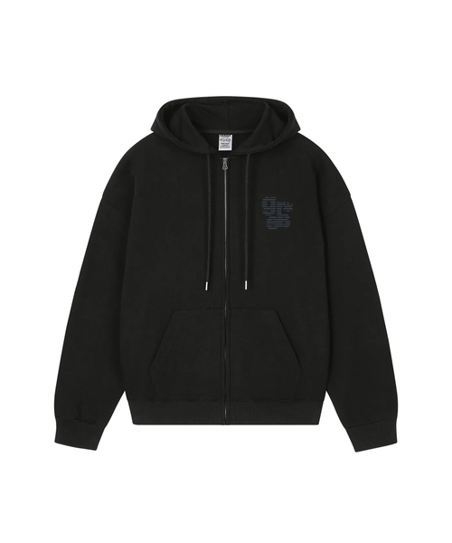 GRAVER（グレーバー）の「[ユニセックス]GRAE-S スモールストライプフードジップアップ_2カラー（パーカー・レディース・ブラック/杢グレー・MEDIUM/LARGE）」の2枚目の写真