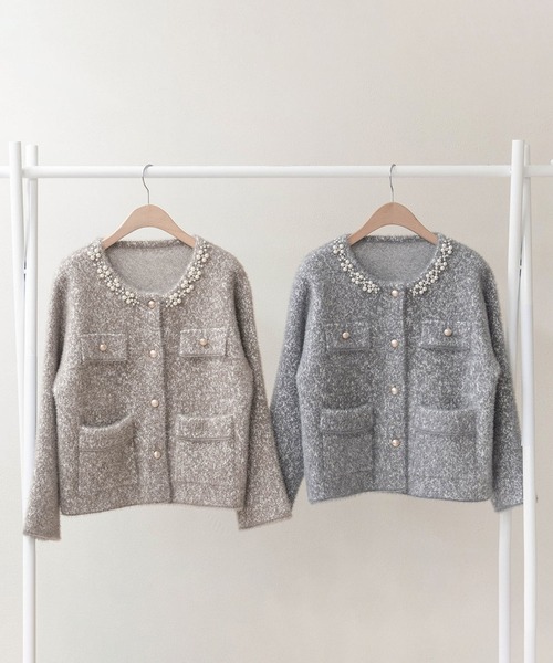 MAISON DE THERESE(メゾン ド テレーズ)の「エコパール&エコストーン ニットカーディガン(カーディガン/ボレロ・レディース・グレー/ブラウン/ダークグレー・FREE)」の18枚目の写真
