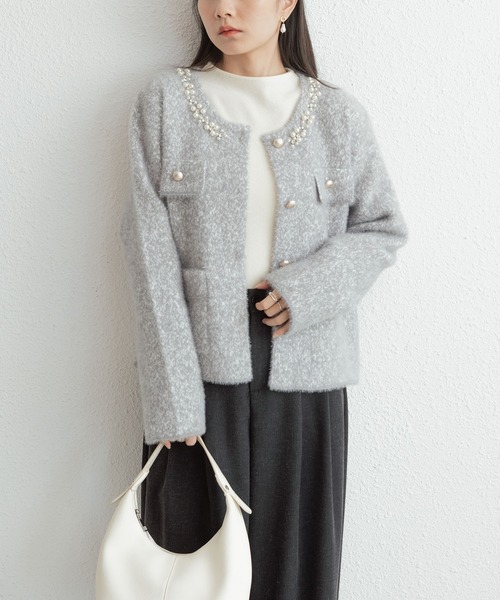 MAISON DE THERESE(メゾン ド テレーズ)の「エコパール&エコストーン ニットカーディガン(カーディガン/ボレロ・レディース・グレー/ブラウン/ダークグレー・FREE)」の22枚目の写真
