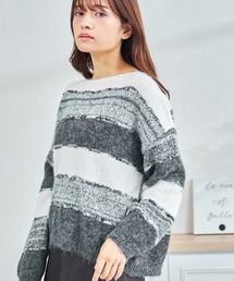 ZOZO限定 ジャガード配色ボーダーニット
