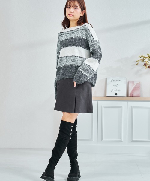 MISCH MASCH(ミッシュマッシュ)の「ZOZO限定 ジャガード配色ボーダーニット(ニット/セーター・レディース・グレー/ブラウン・フリ-)」の12枚目の写真