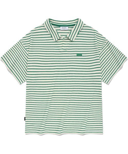 COVERNAT(カバーナット)の「テリーストライプオープンカラーTシャツグリーン(ポロシャツ・レディース・その他・MEDIUM/SMALL/X-LARGE/LARGE)」の1枚目の写真