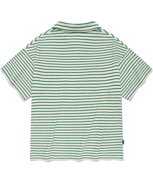 COVERNAT(カバーナット)の「テリーストライプオープンカラーTシャツグリーン(ポロシャツ・レディース・その他・MEDIUM/SMALL/X-LARGE/LARGE)」の2枚目の写真