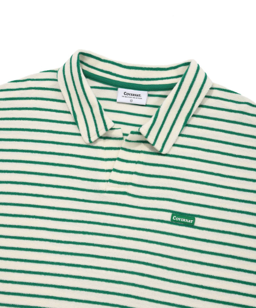 COVERNAT(カバーナット)の「テリーストライプオープンカラーTシャツグリーン(ポロシャツ・レディース・その他・MEDIUM/SMALL/X-LARGE/LARGE)」の3枚目の写真