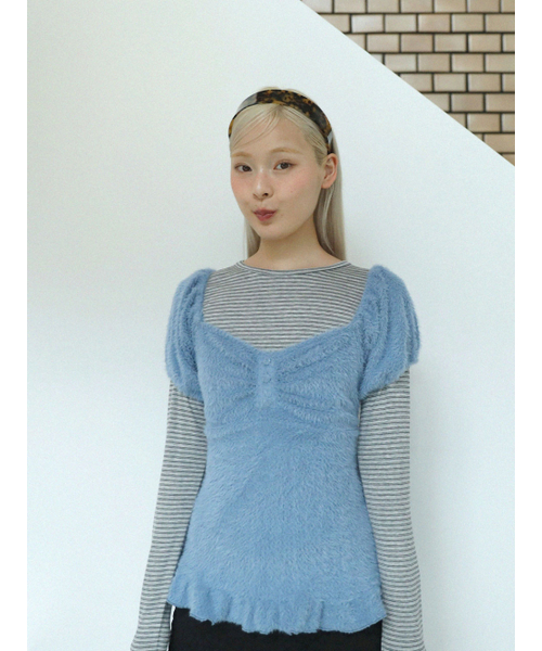 UGLY SHADOW（アグリーシャドウ）の「シンストライプTシャツ（グレー）（Tシャツ/カットソー・レディース・その他・FREE）」の3枚目の写真