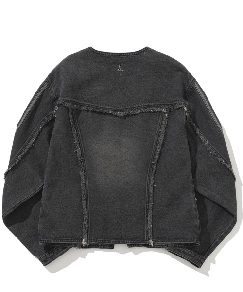NOT4NERD(ノットフォーナード)の「Cut Off Side Line V-Neck Denim Jacket - Black(デニムジャケット・レディース・その他・MEDIUM/LARGE/X-LARGE)」の2枚目の写真