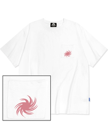 ピンクトルネードロゴポケットTシャツ - ホワイト