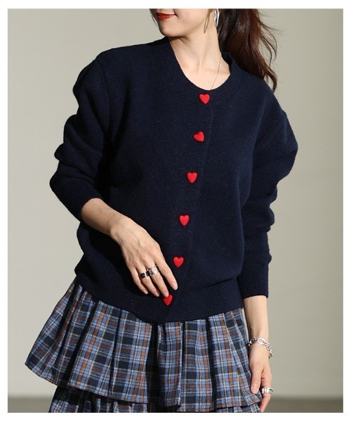 Sawa a la mode(サワアラモード)の「ハートボタンカーディガン(カーディガン/ボレロ・レディース・ネイビー/ブラック/グレー・FREE)」の7枚目の写真