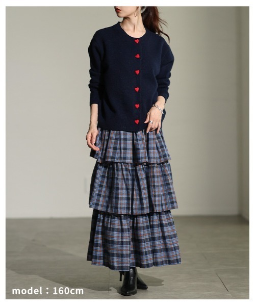 Sawa a la mode(サワアラモード)の「ハートボタンカーディガン(カーディガン/ボレロ・レディース・ネイビー/ブラック/グレー・FREE)」の10枚目の写真