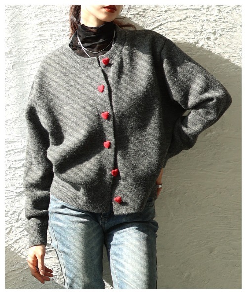 Sawa a la mode(サワアラモード)の「ハートボタンカーディガン(カーディガン/ボレロ・レディース・ネイビー/ブラック/グレー・FREE)」の17枚目の写真