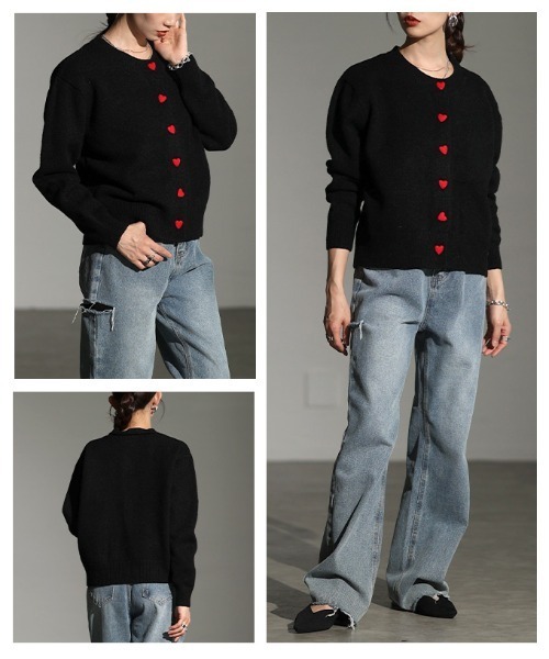 Sawa a la mode(サワアラモード)の「ハートボタンカーディガン(カーディガン/ボレロ・レディース・ネイビー/ブラック/グレー・FREE)」の20枚目の写真