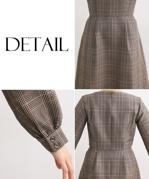 大きい胸専用】スタイルアップチェックフレアワンピース（ポケット付