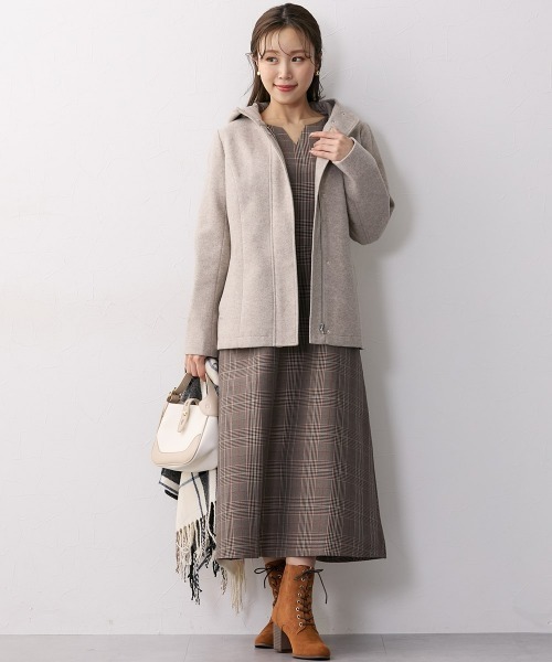 Nissen glamor(ニッセングラマー)の「【大きい胸専用】スタイルアップチェックフレアワンピース(ポケット付)(ワンピース・レディース・グレー/ブラウン・M/L/LL)」の22枚目の写真