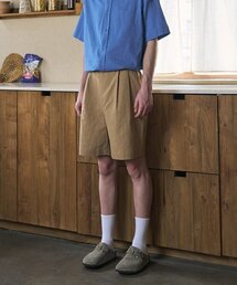 リネンハーフバンディングバermudaパンツ_ベージュ_男女共用