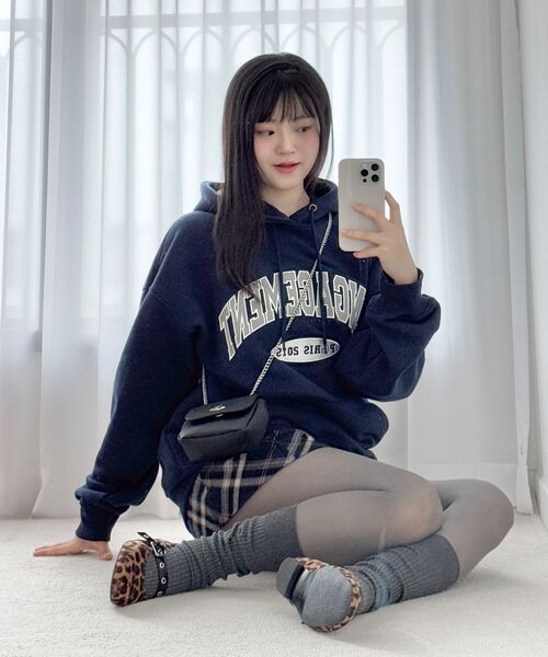 LENGAGEMENT（ランガージュマン）の「アーチロゴアプリケフードパーカー[ネイビー]（パーカー・レディース・その他・MEDIUM/LARGE/X-LARGE）」の7枚目の写真