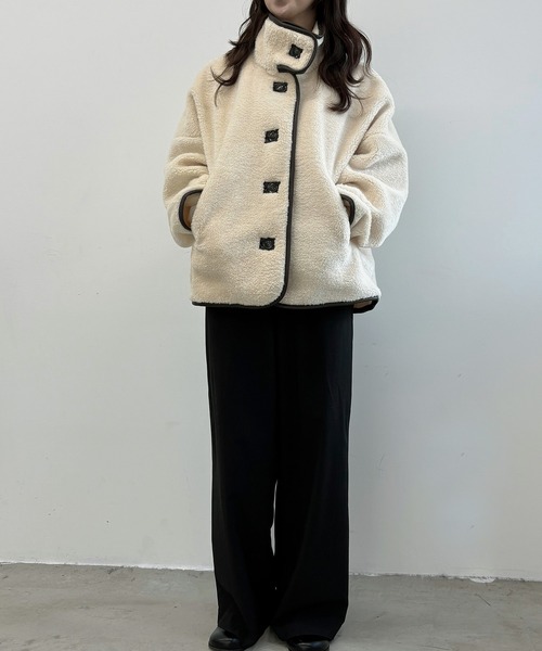 Dita Muaj.(ディータムアージュ)の「ボアパイピングスタンドジャケット(その他アウター・レディース・ブラック/アイボリー・FREE)」の18枚目の写真