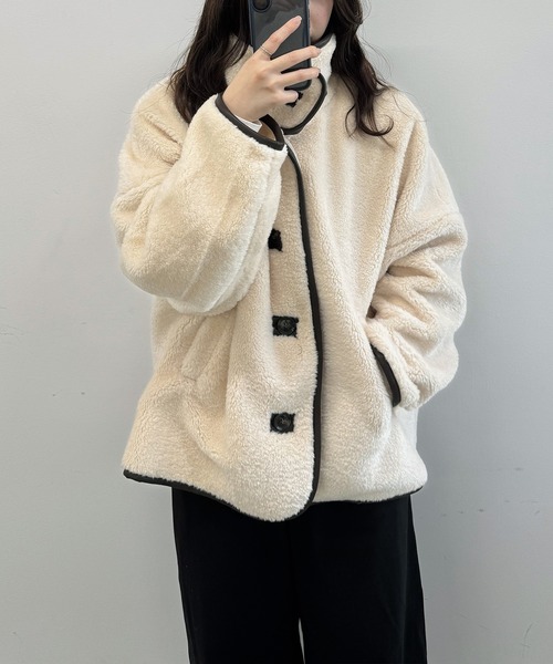 Dita Muaj.(ディータムアージュ)の「ボアパイピングスタンドジャケット(その他アウター・レディース・ブラック/アイボリー・FREE)」の15枚目の写真