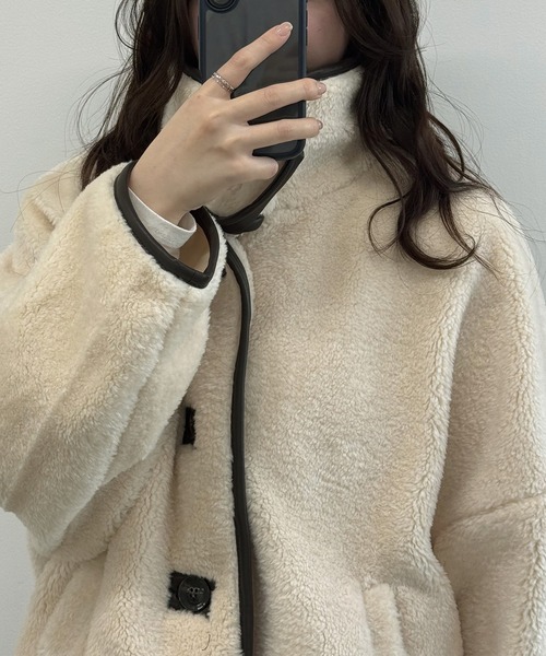 Dita Muaj.(ディータムアージュ)の「ボアパイピングスタンドジャケット(その他アウター・レディース・ブラック/アイボリー・FREE)」の10枚目の写真