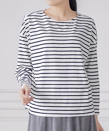 トップス ボーダー レディース 長袖 秋 春 冬 袖あり シンプル ゆったり 大きいサイズ おしゃれ かわいい 上品 きれいめ 大人 女性 20代 30代 40代 50代 ブラック グレー ネイビー ホワイト
