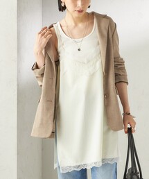 SHIPS | 〈洗濯機可能〉ダル サテン レース スリット キャミソール(キャミソール)