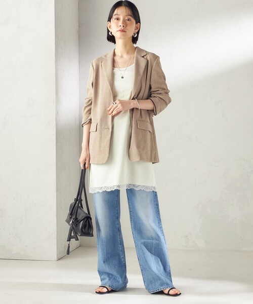 SHIPS（シップス）の「〈洗濯機可能〉ダル サテン レース スリット キャミソール（キャミソール・レディース・オフホワイト/ライトグリーン・ONE SIZE）」の22枚目の写真