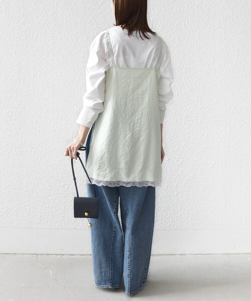 SHIPS（シップス）の「〈洗濯機可能〉ダル サテン レース スリット キャミソール（キャミソール・レディース・オフホワイト/ライトグリーン・ONE SIZE）」の14枚目の写真