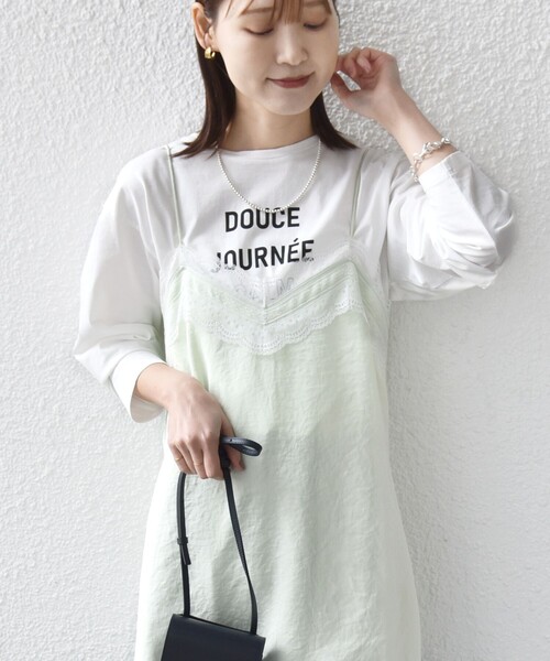 SHIPS（シップス）の「〈洗濯機可能〉ダル サテン レース スリット キャミソール（キャミソール・レディース・オフホワイト/ライトグリーン・ONE SIZE）」の19枚目の写真