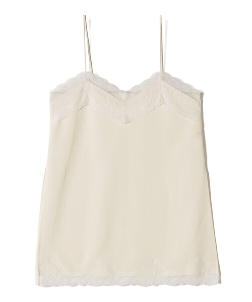 SHIPS（シップス）の「〈洗濯機可能〉ダル サテン レース スリット キャミソール（キャミソール・レディース・オフホワイト/ライトグリーン・ONE SIZE）」の20枚目の写真