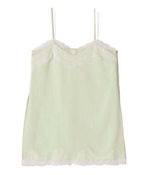 SHIPS（シップス）の「〈洗濯機可能〉ダル サテン レース スリット キャミソール（キャミソール・レディース・オフホワイト/ライトグリーン・ONE SIZE）」の6枚目の写真