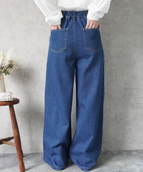 SELECT LEVERY（セレクトリベリー）の「ハイウエストデニムタックワイドパンツ（デニムパンツ・レディース・ネイビー/ブルー/ワンウォッシュ・X-LARGE/LARGE/MEDIUM/SMALL）」の8枚目の写真