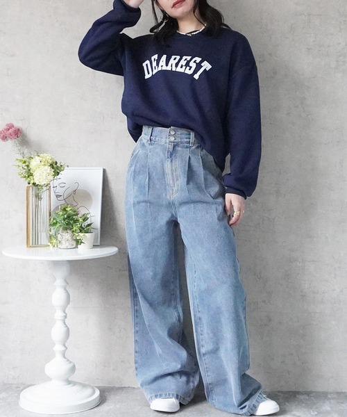 SELECT LEVERY（セレクトリベリー）の「ハイウエストデニムタックワイドパンツ（デニムパンツ・レディース・ネイビー/ブルー/ワンウォッシュ・X-LARGE/LARGE/MEDIUM/SMALL）」の10枚目の写真