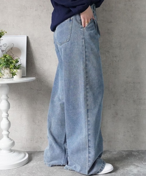SELECT LEVERY（セレクトリベリー）の「ハイウエストデニムタックワイドパンツ（デニムパンツ・レディース・ネイビー/ブルー/ワンウォッシュ・X-LARGE/LARGE/MEDIUM/SMALL）」の11枚目の写真