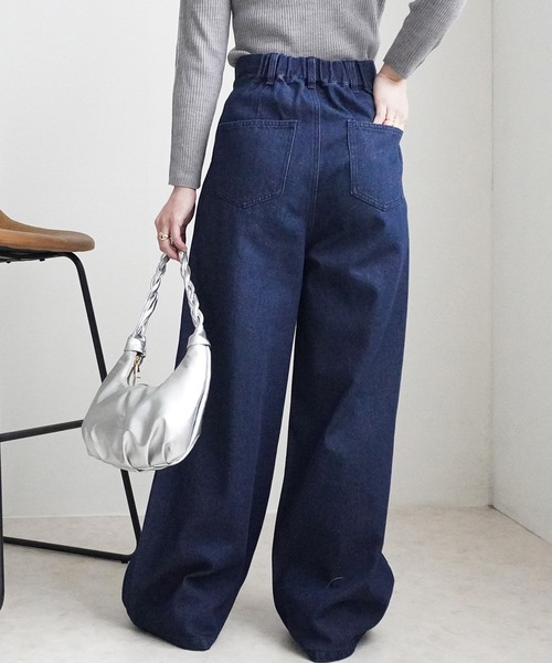 SELECT LEVERY（セレクトリベリー）の「ハイウエストデニムタックワイドパンツ（デニムパンツ・レディース・ネイビー/ブルー/ワンウォッシュ・X-LARGE/LARGE/MEDIUM/SMALL）」の18枚目の写真