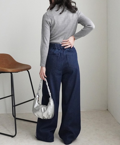 SELECT LEVERY（セレクトリベリー）の「ハイウエストデニムタックワイドパンツ（デニムパンツ・レディース・ネイビー/ブルー/ワンウォッシュ・X-LARGE/LARGE/MEDIUM/SMALL）」の19枚目の写真