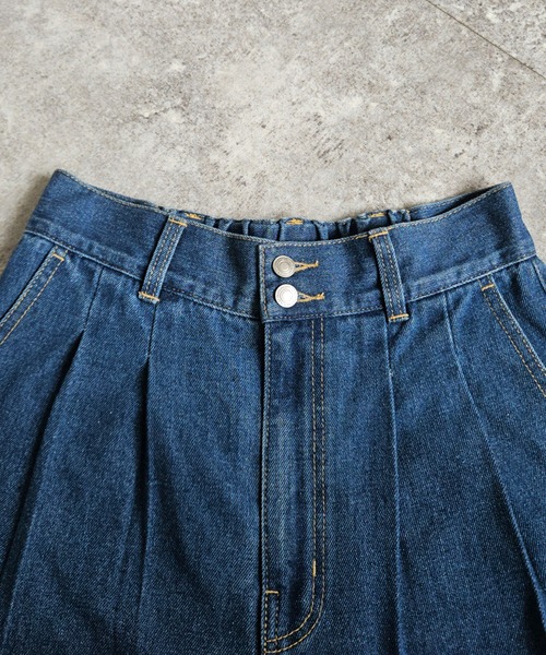 SELECT LEVERY（セレクトリベリー）の「ハイウエストデニムタックワイドパンツ（デニムパンツ・レディース・ネイビー/ブルー/ワンウォッシュ・X-LARGE/LARGE/MEDIUM/SMALL）」の20枚目の写真