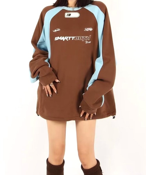 NANEA（ナネア）の「バイカラーゲームシャツプルオーバー（スウェット・レディース・ブラック/ブラウン・LARGE/MEDIUM）」の11枚目の写真
