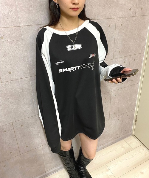 NANEA（ナネア）の「バイカラーゲームシャツプルオーバー（スウェット・レディース・ブラック/ブラウン・LARGE/MEDIUM）」の19枚目の写真