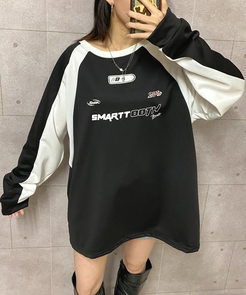 NANEA（ナネア）の「バイカラーゲームシャツプルオーバー（スウェット・レディース・ブラック/ブラウン・LARGE/MEDIUM）」の16枚目の写真