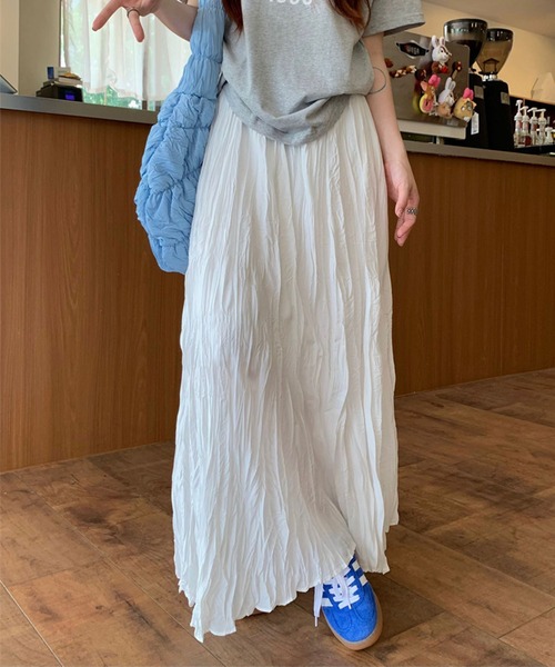 GLAMOROUS JANE(グラマラスジェーン)の「シワ加工ウエストゴムロングスカート(スカート・レディース・ブラック/イエロー/ピンク/ホワイト/ブルー・FREE)」の19枚目の写真