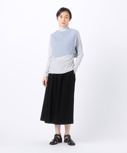 Gabardine K.T(ギャバジンケーティー)の「【前後2WAY】シアーストライプジャージー シアーストライプカットソー(Tシャツ/カットソー・レディース・ライトグレー/サックスブルー・11号/9号)」の10枚目の写真