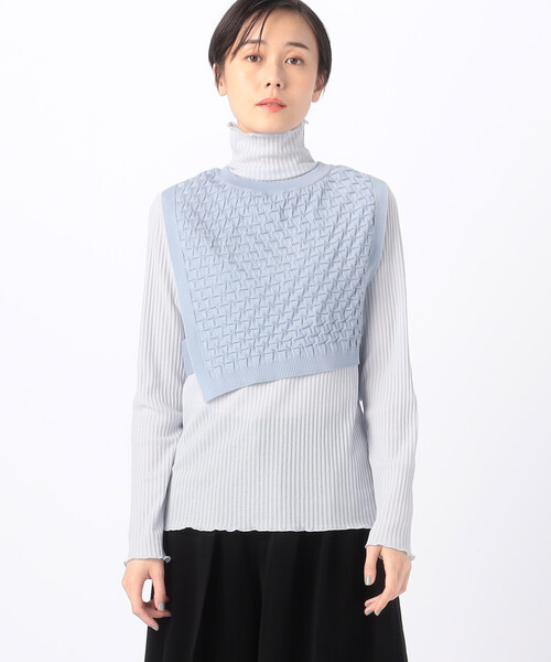 Gabardine K.T(ギャバジンケーティー)の「【前後2WAY】シアーストライプジャージー シアーストライプカットソー(Tシャツ/カットソー・レディース・ライトグレー/サックスブルー・11号/9号)」の11枚目の写真