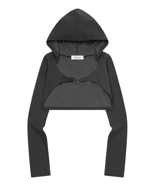 MUCENT（ムセント）の「【日本未発売/WEB限定】MUCENT(ムセント)/クロップド丈 メタルロゴ フード レイヤード ボレロ/OPEL METAL LOGO HOOD BOLERO（カーディガン/ボレロ・レディース・チャコールグレー・FREE）」の9枚目の写真